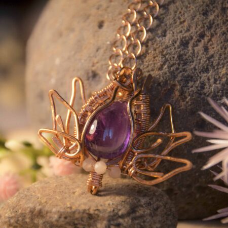 collana fiore di loto Ametista e Adularia