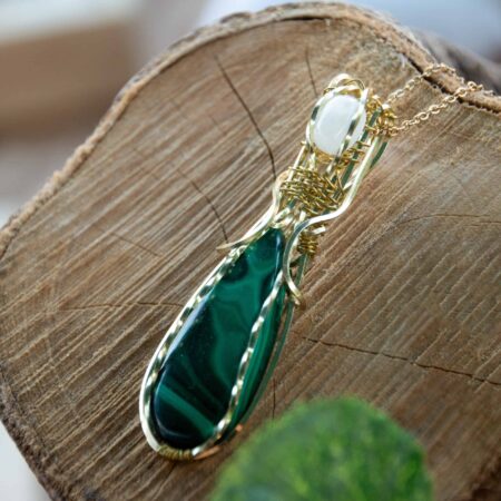 collana Malachite e Labradorite bianca
