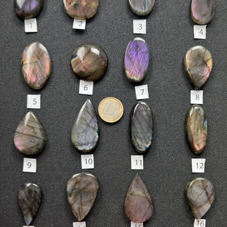 Labradorite Viola – Cabochon singoli (#1–#16)