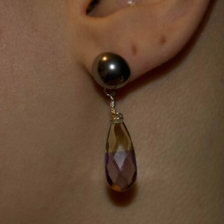 Orecchini in Ametista e Quarzo Citrino – Goccia Sfaccettata Bicolore