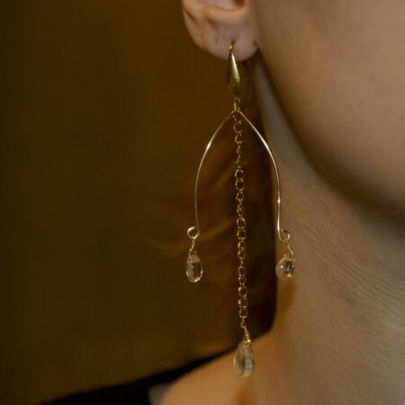 Orecchini in Quarzo Ialino – Triple Drop Dorato
