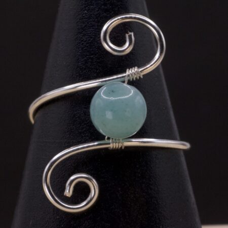 Anello in amazzonite | spirale verticale argento