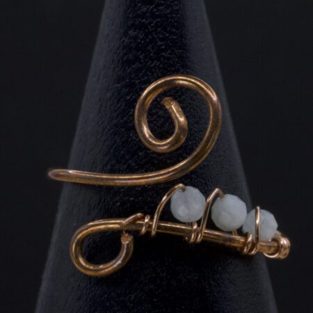Anello in rame con acquamarina | spirale regolabile