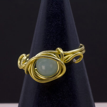 Anello in amazzonite | filo dorato intrecciato