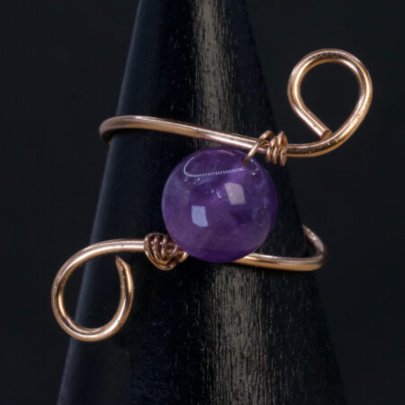 Anello in ametista | spirale in rame