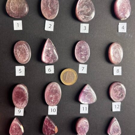 Lepidolite Mica – Cabochon singoli (#1–#16)