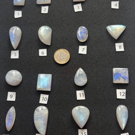 Labradorite Bianca – Cabochon singoli (#1–#16)