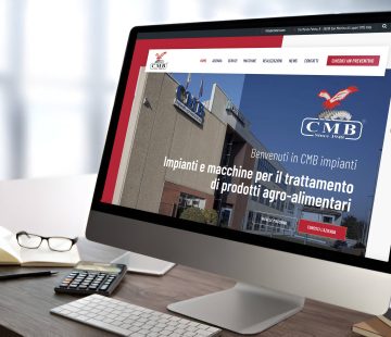 Mockup del nuovo sito industriale CMB visualizzato su desktop