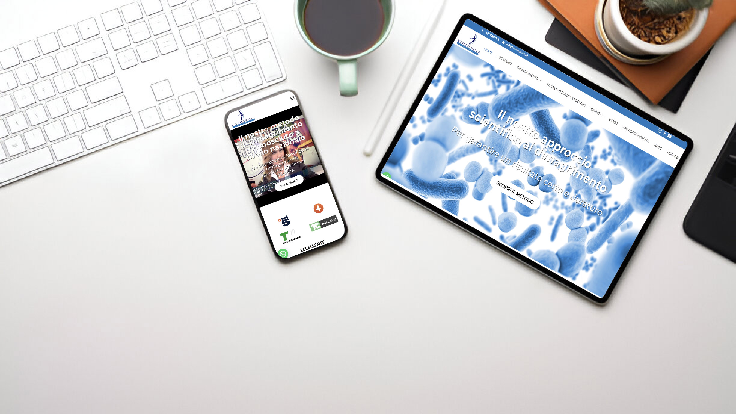 layout portale medico Viveresnella su dispositivi desktop e mobile