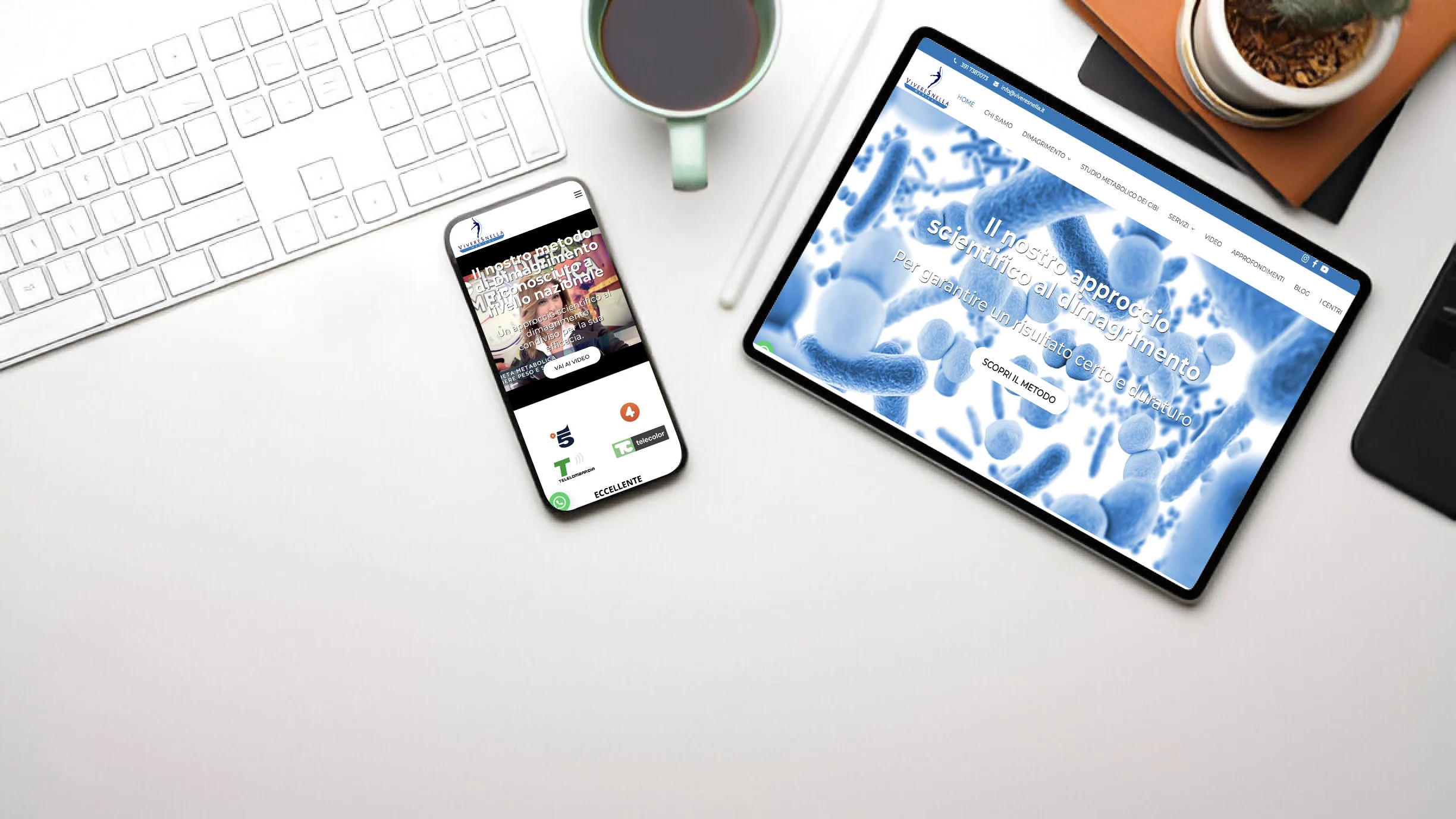 layout portale medico Viveresnella su dispositivi desktop e mobile